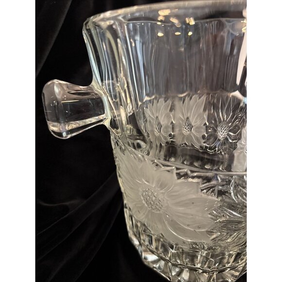 Rare Champagne Ice Bucket Sunflower Motif Heavy Crystal Glass. - Picture 2 of 13
